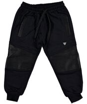 Pantaloni negri de trening, cu insertii piele ecologica