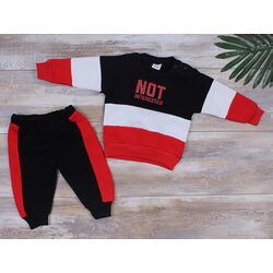 Trening vatuit "Not interested", bluza rosie cu negru, pantaloni negri