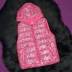 Vesta roz de fas, cu gluga, model animal print