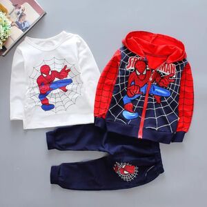 Trening 3 piese Spiderman, bluza trening cu gluga, maleta alba, pantaloni
