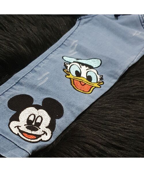 Blugi bleu super-skinny "Mickey si Donald"