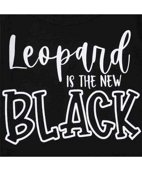 Set 2 piese "Leopard", bluza neagra scurta, fusta animal print