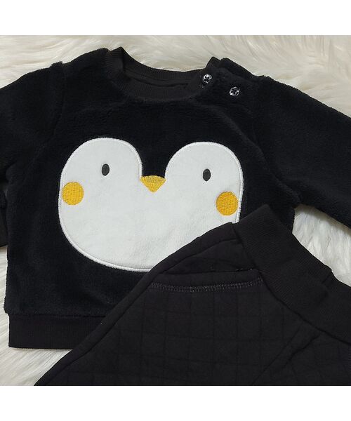 Trening negru "Micul pinguin", bluza cocolino, pantaloni dublati