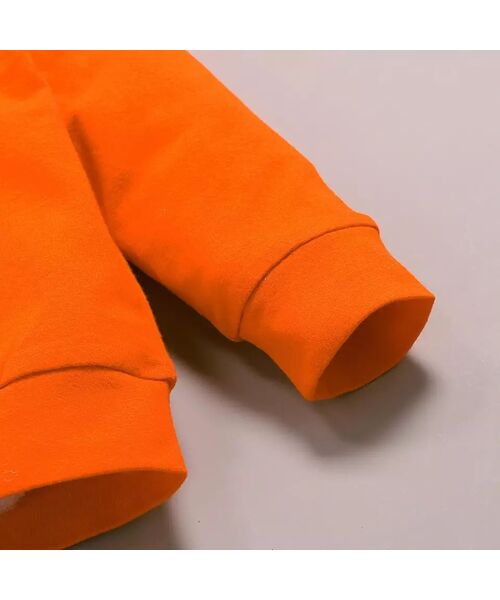 Set 3 piese "Vulpita detectiv", hanorac portocaliu cu gluga, pantaloni si bentita model geometric
