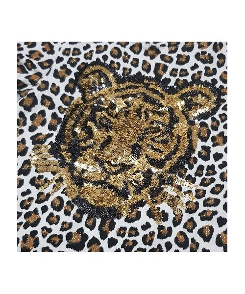 Set vara 2 piese animal print , tricou cu model tigru din paiete si leggings negru