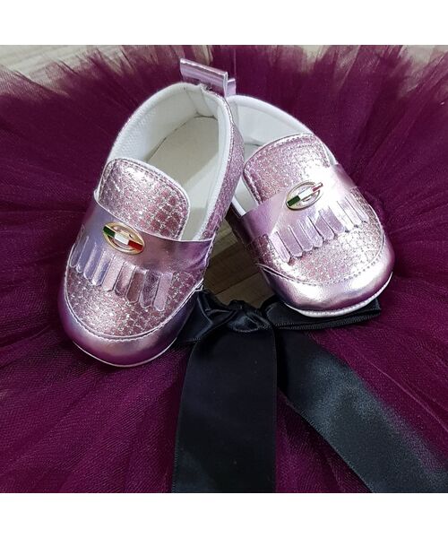 Papucei eleganti roz, cu sclipici,  marimea 18, 11.5 cm interior