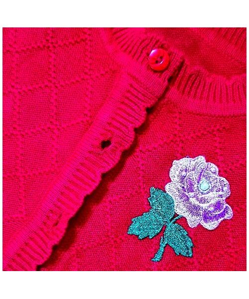 Set 2 piese "Trandafirul parfumat",  rochie tull rosu brodat si pulover descheiat