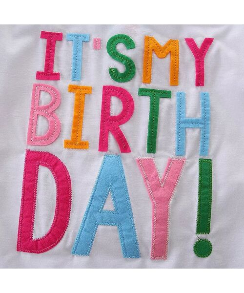 Set aniversar " Este ziua mea", tricou alb , fusta tull multicolor