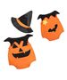 Costum Halloween 2 piese , body portocaliu , palarie neagra