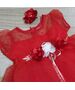 Rochie rosie de ocazie "Picatele", din tull , clips inclus