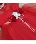 Rochie rosie de ocazie "Picatele", din tull , clips inclus