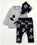 Set 3 piese "Mickey",  bluza gri ușor vatuita, pantaloni bleumarin și esarfa triunghiulara