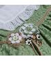 Rochie verde,  de vara " Flori dantelate", coronita inclusa